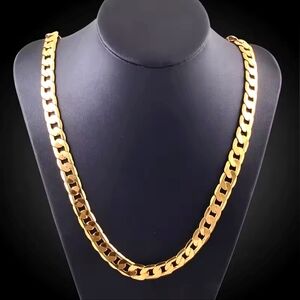 18K Gold/Sterling Cuban Link Necklace